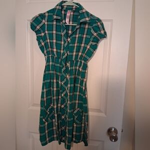 L.e.i. X Taylor Swift Teal Plaid Cotton Dress